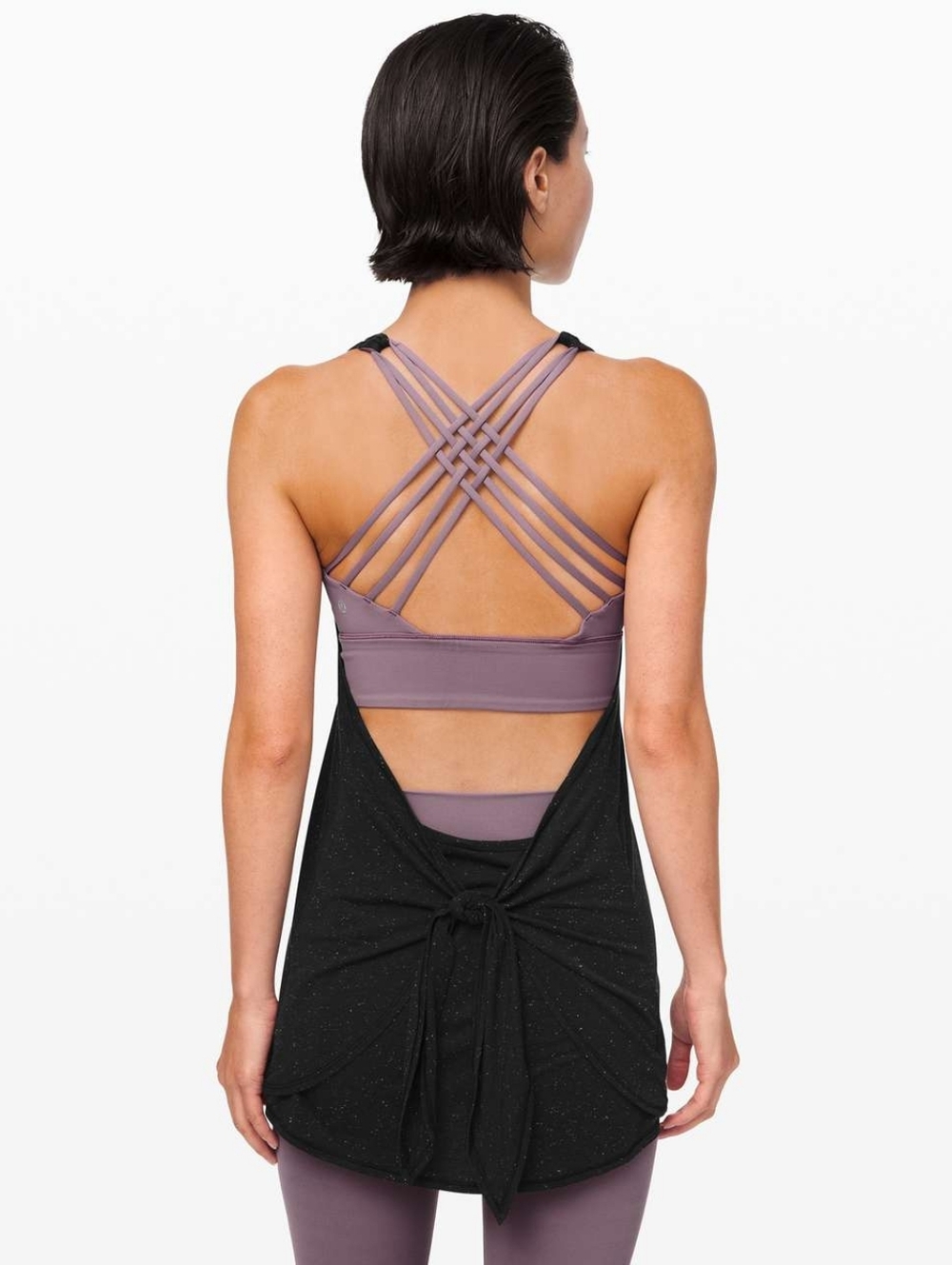 Lululemon Tied in Energy 2-in-1 Tank Black Splatter / Frosted Mulberry